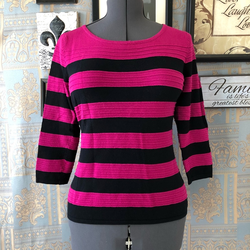 Cable & Gauge long sleeve fuchsia/black TOP size M